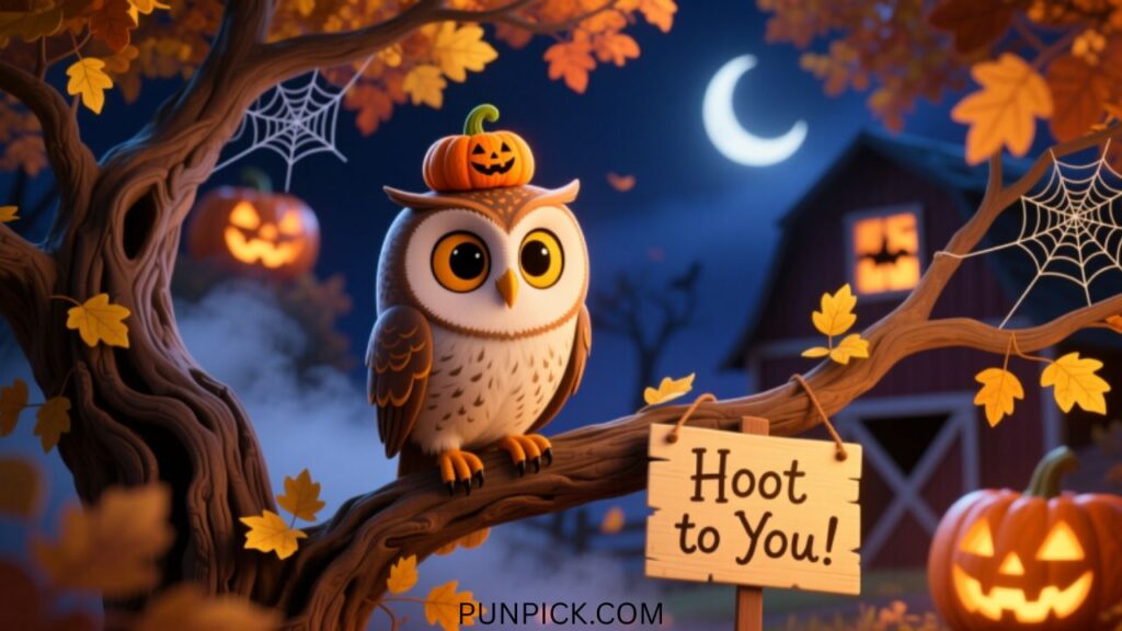 Seasonal Owl Puns (Fall, Halloween, Night Vibes)