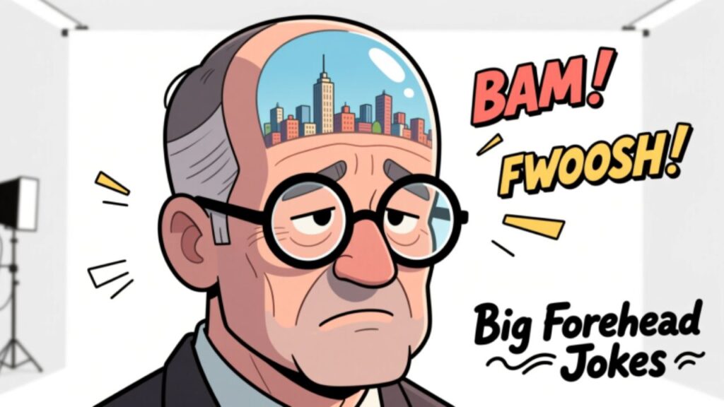 witty big forehead jokes