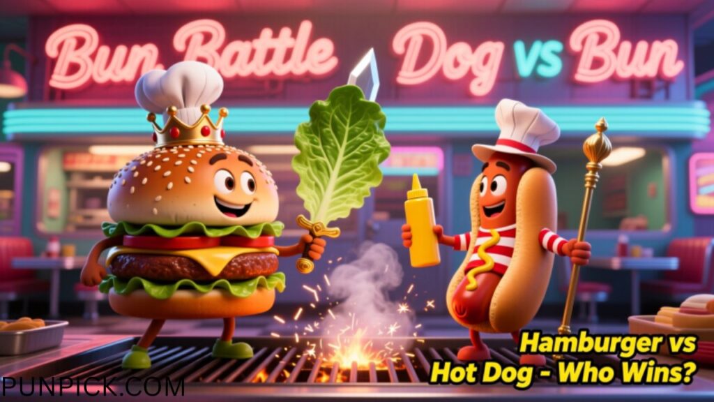 Hamburger vs Hot Dog Puns