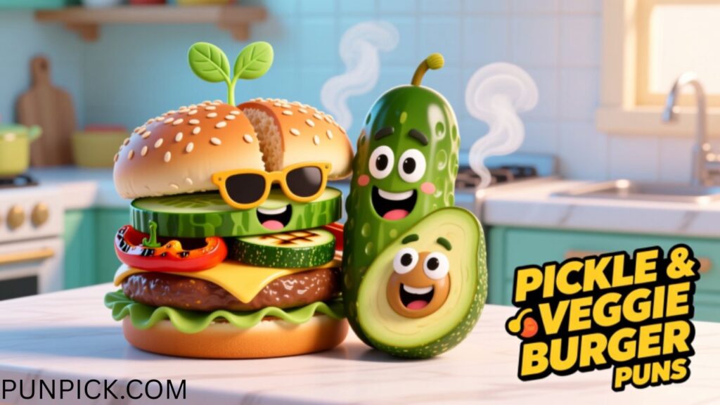Pickle And Veggie Burger Puns